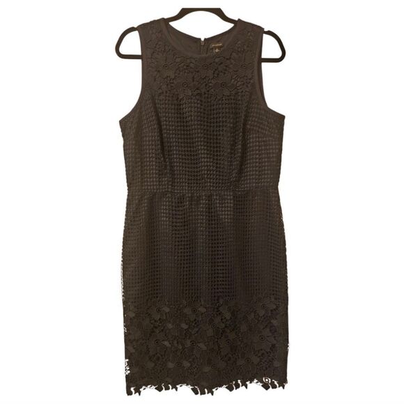 ANN TAYLOR Navy Lace Crochet Overlay Sheath Dress - Size 12 - Picture 1 of 8